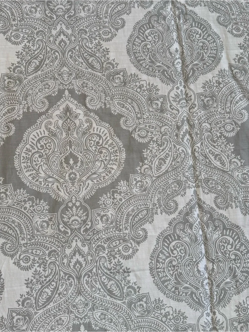 Envogue 2 Curtain Panels Gray White Paisley Damask Back Tab 49x91 Cotton Drapes